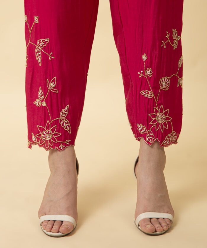 Hand Embroidered Kurta with pant & dupatta - Image 8