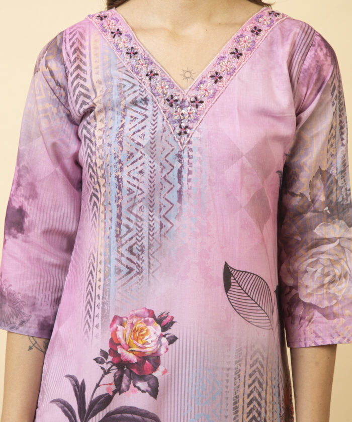 Purple kurta and pany with dupatta - Image 6