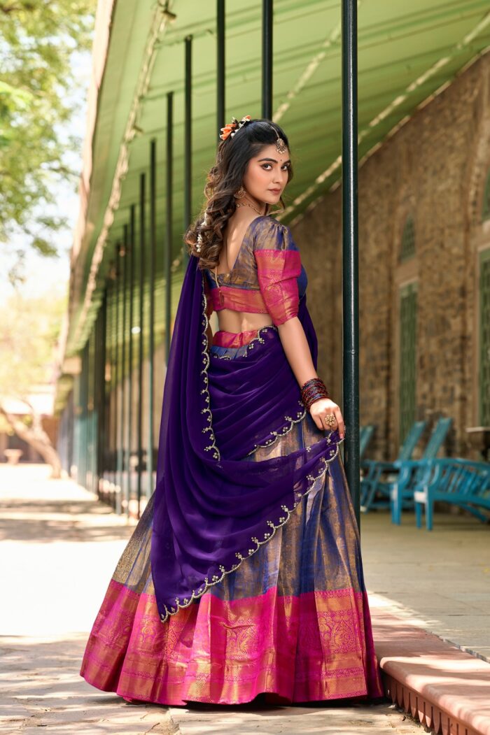 Kanjivaram silk lehenga choli - Image 4