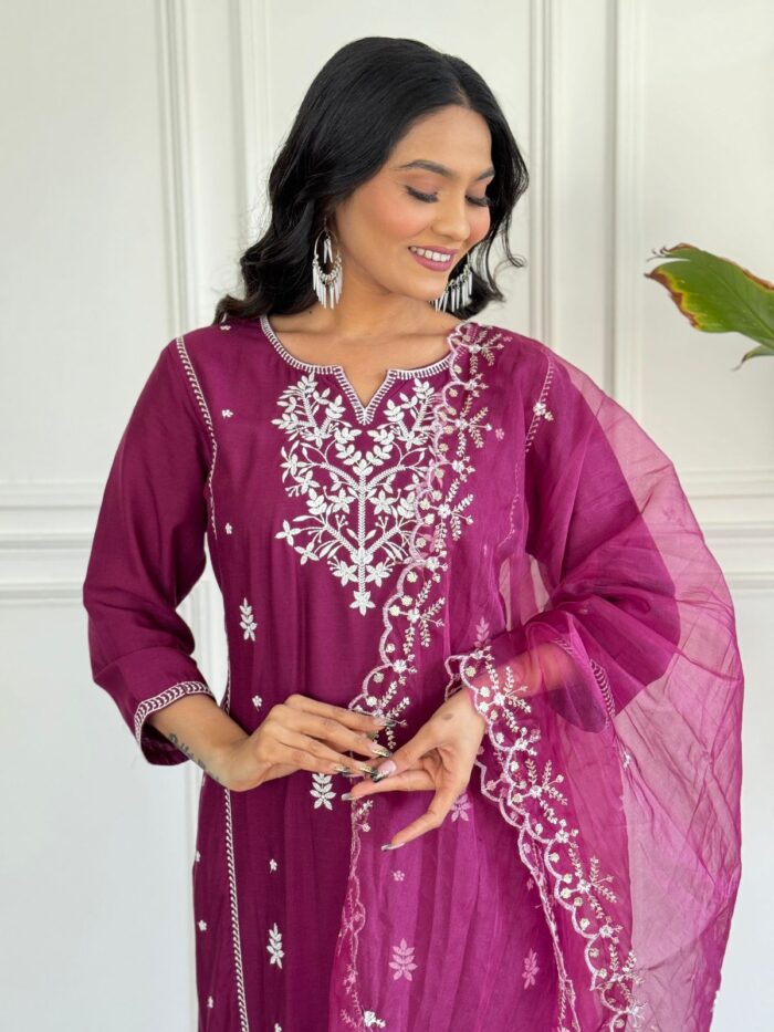 Kurti With Organza Premium Dupatta And Pant - Image 7