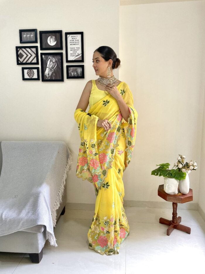 Floral seqwance embroidery saree - Image 6